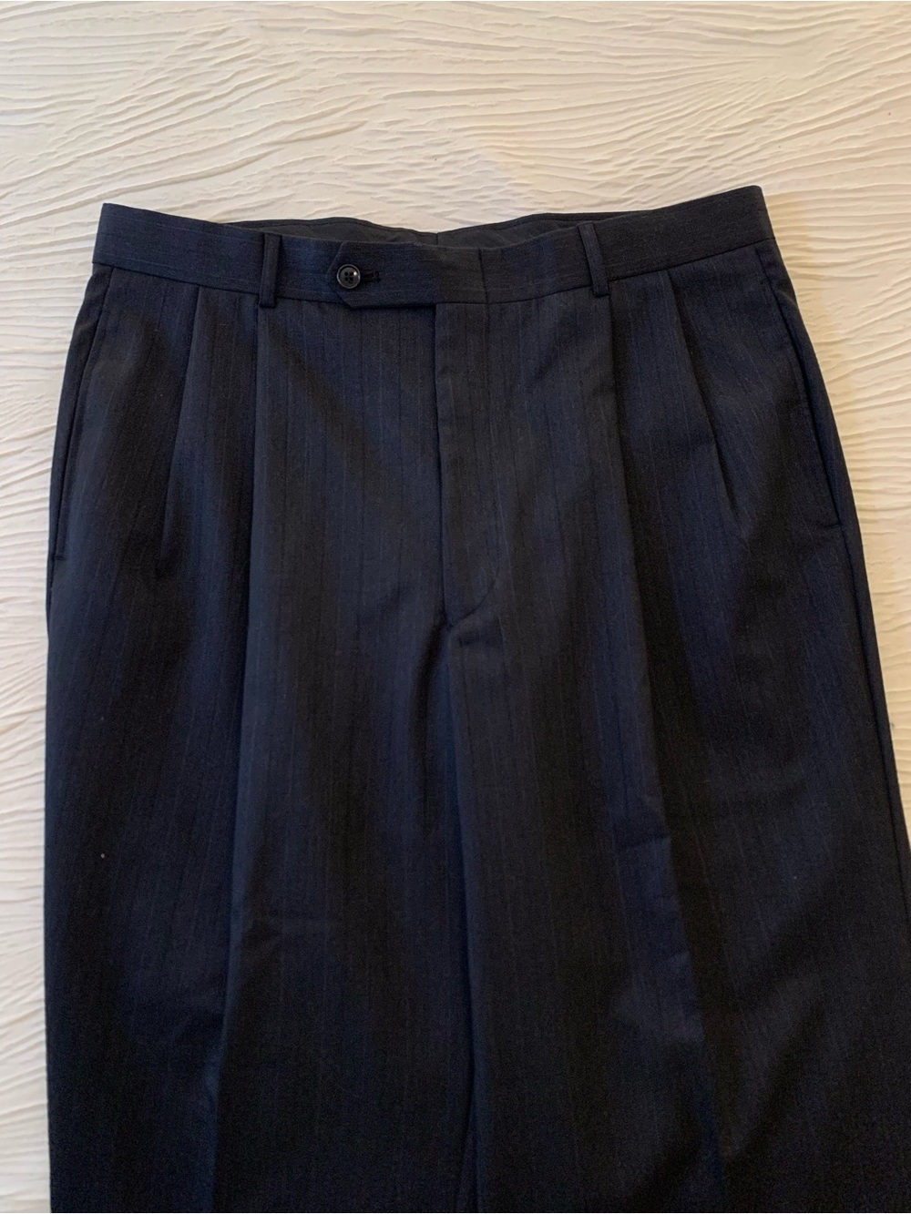 NWT 90s Jones New York 100% Worsted Wool Double Pleated Striped Pants, size 34